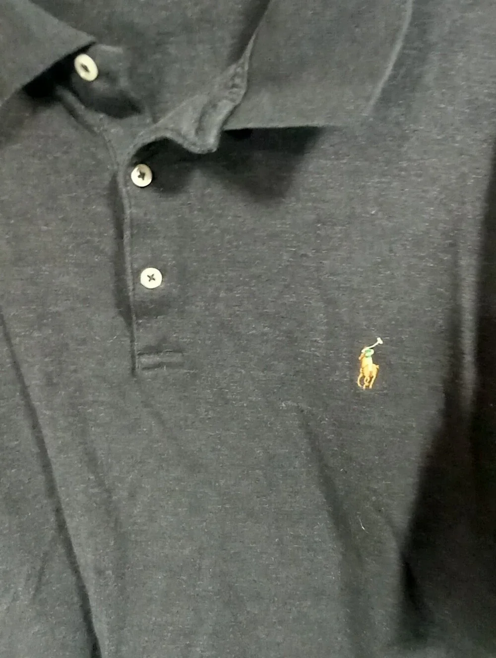 Polo Ralph Lauren Charcoal Gray Quarter Button Short Sleeve Polo Top Size XLT